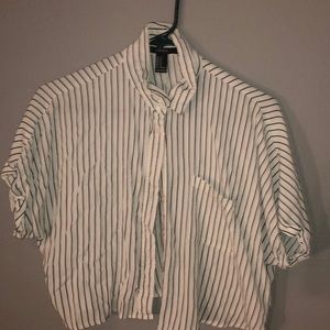 Cropped striped button up